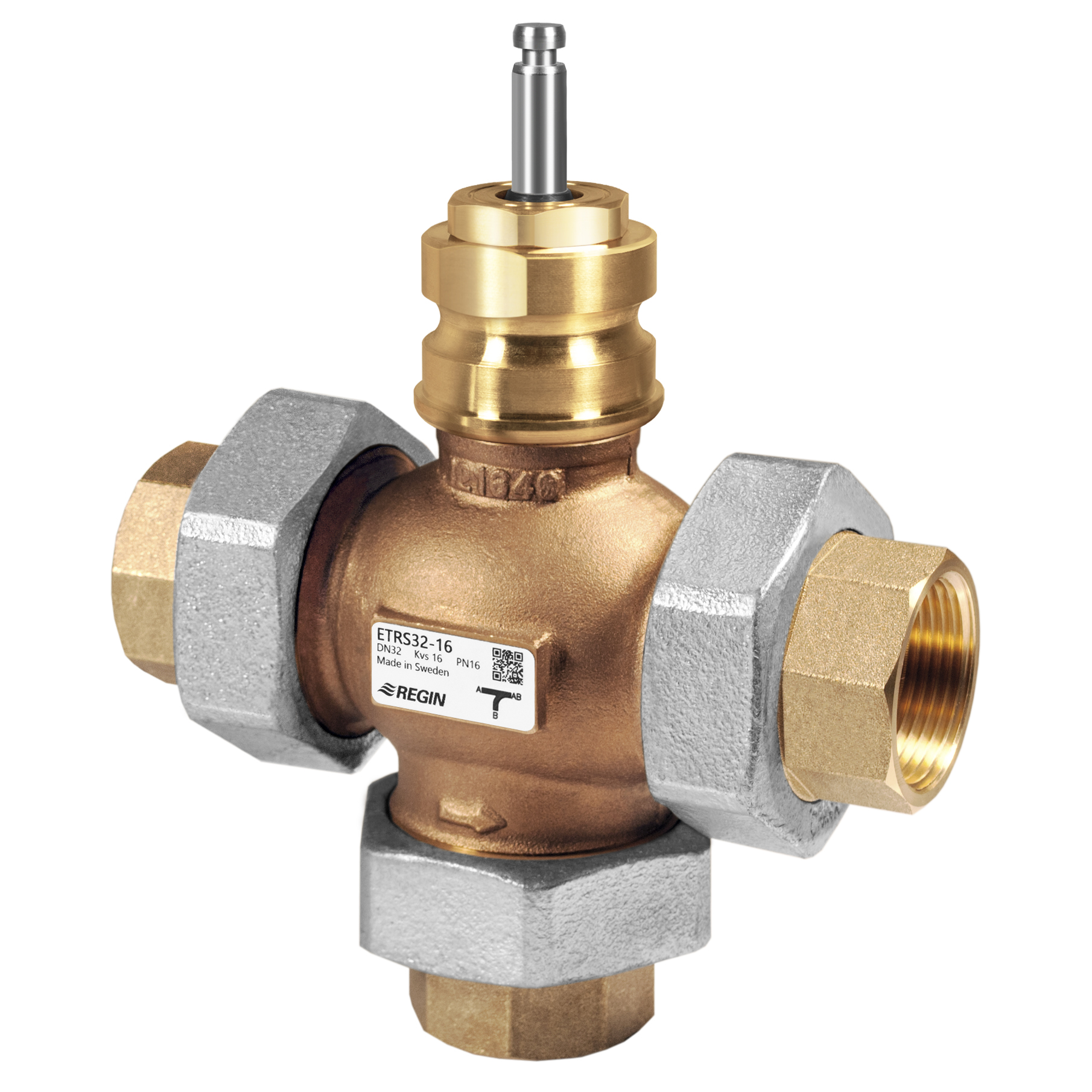 ETRS – 3-way control valves DN15-50, kvs 0.63-40, 20 mm stroke, DZR