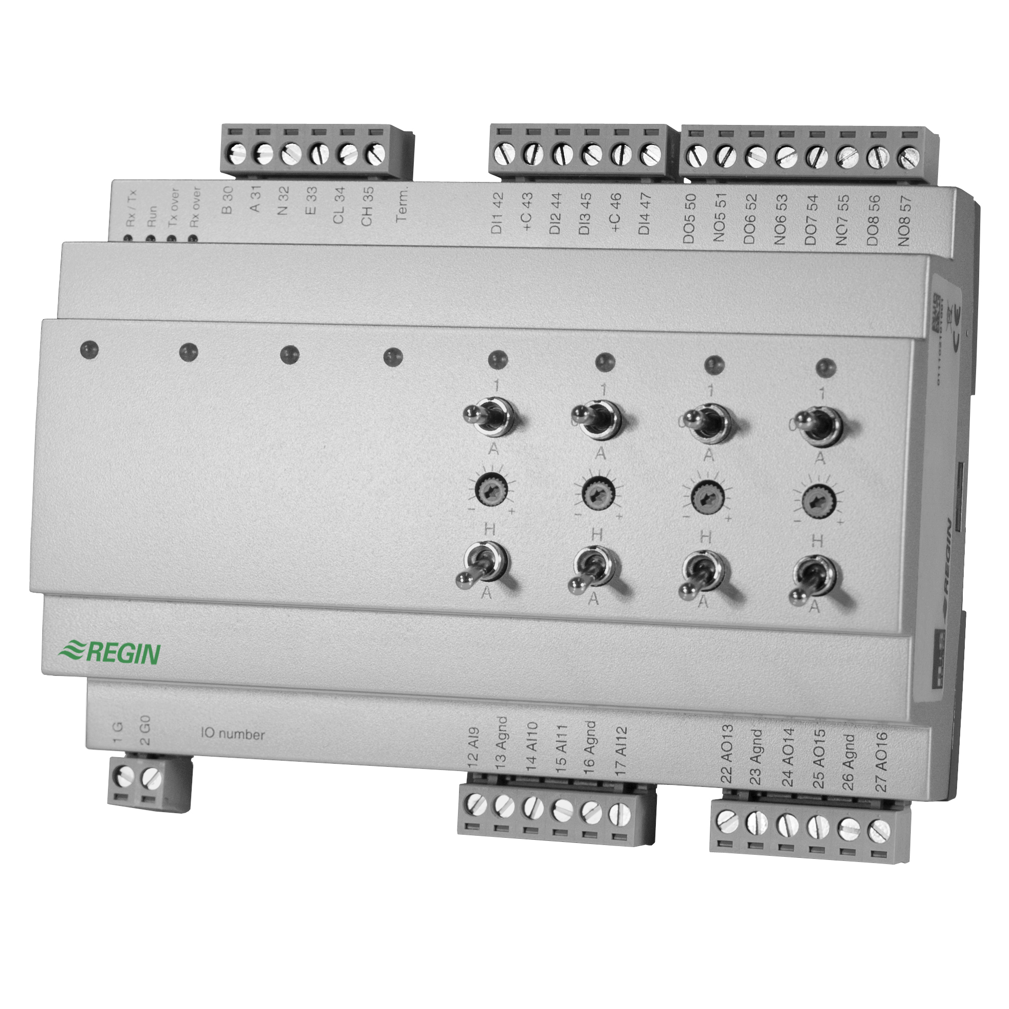 I/O module with 4 digital inputs, 4 analogue inputs, 4 digital outputs and 4 analogue outputs