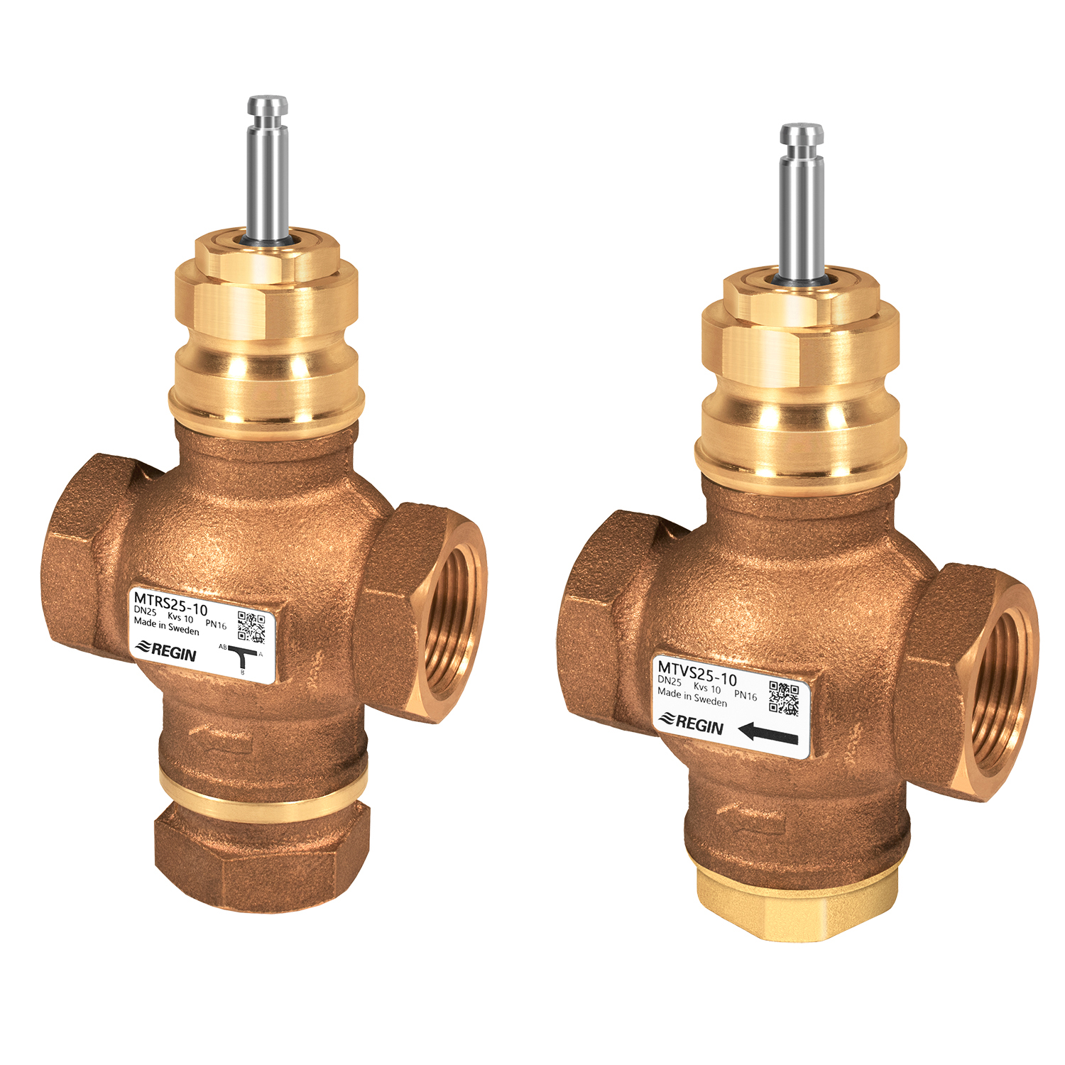 MTVS, MTRS – 2- and 3-way control valves, DN15-50, kvs 0.63-39, 20 mm stroke, DZR